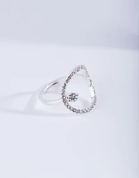 Anneau Cercle Diamant Ouvert en Argent