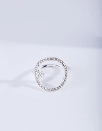 Silver Open Diamante Circle Ring