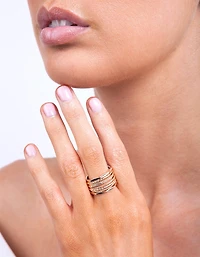 Gold Diamond Cut Ring Stack 8-Pack