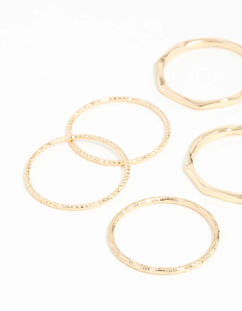 Gold Diamond Cut Ring Stack 8-Pack