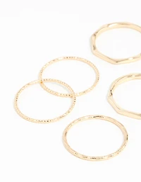 Gold Diamond Cut Ring Stack 8-Pack