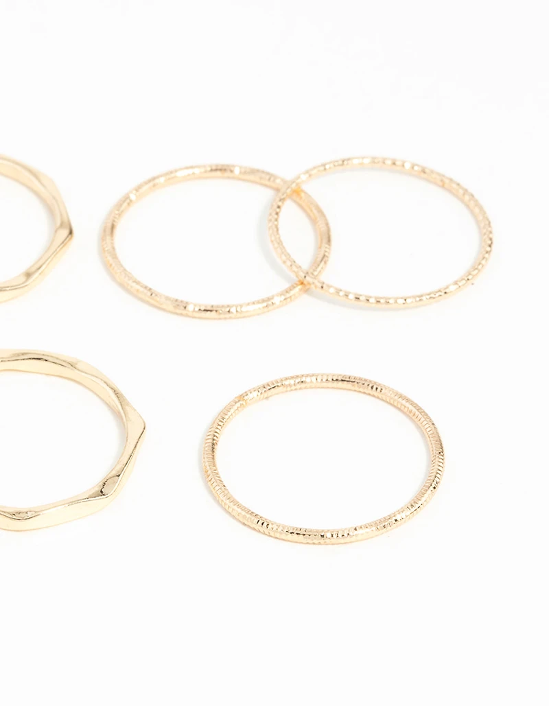 Gold Diamond Cut Ring Stack 8-Pack