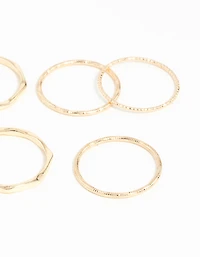Gold Diamond Cut Ring Stack 8-Pack