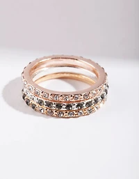 Mixed Metal Half & Half Diamante Stack Ring