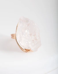 Gold Extra Large Crystal Wire Wrap Ring
