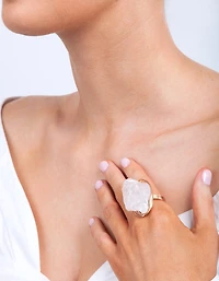 Gold Extra Large Crystal Wire Wrap Ring