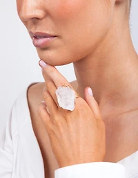 Gold Extra Large Crystal Wire Wrap Ring