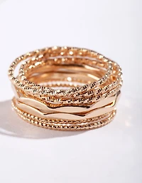 Gold Diamond Cut Ring Stack 8-Pack