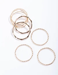 Gold Diamond Cut Ring Stack 8-Pack