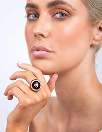 Bague Méduse en émail noir
