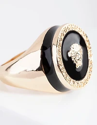 Bague Méduse en émail noir