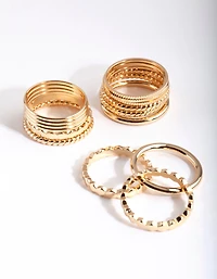 Gold Textured Band Ring 8-Pack