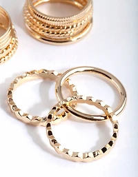 Gold Textured Band Ring 8-Pack