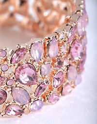 Rose Gold Multi Diamante Stretch Bracelet