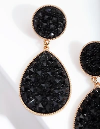 Boucles d’oreilles en forme de goutte noire ornées