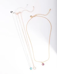 Mixed Metal Diamante Semi Precious Necklace Pack