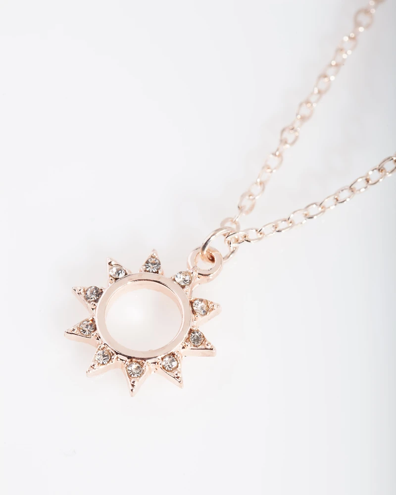 Mixed Metal Diamante Sun Necklace Trio