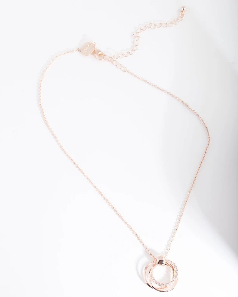Rose Gold Cubic Zirconia Ring Necklace