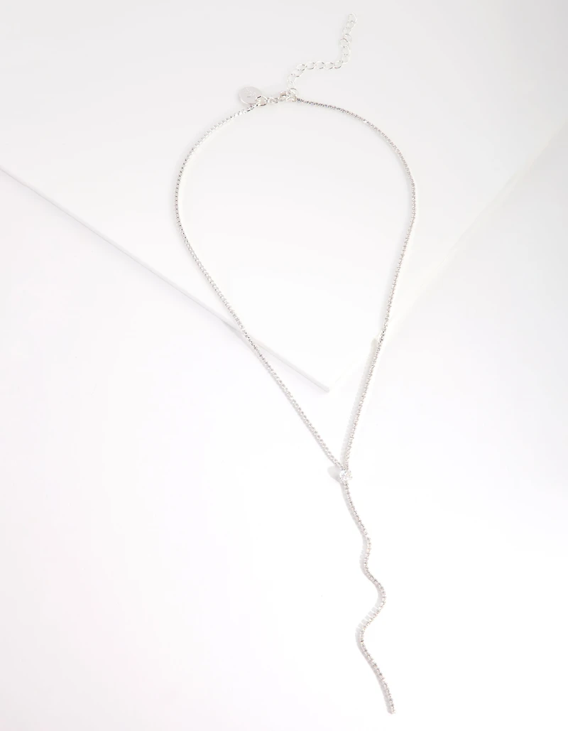 Cubic Zirconia Silver Y-Neck Necklace