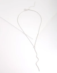 Cubic Zirconia Silver Y-Neck Necklace