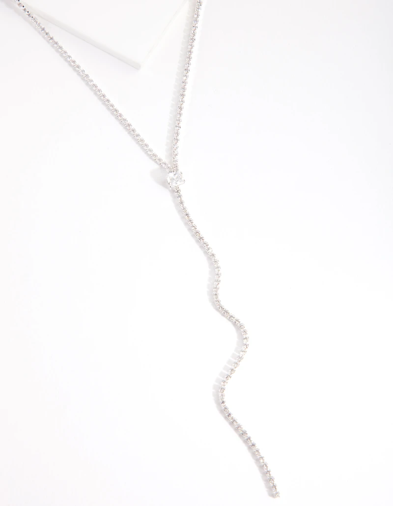 Cubic Zirconia Silver Y-Neck Necklace