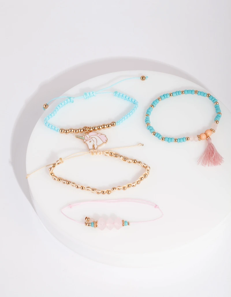Kids Mixed Pastel Bead Bracelet 4-Pack