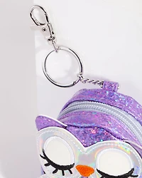 Kids Purple Iridescent Owl Purse Keyring
