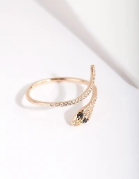 Gold Cubic Zirconia Wrap Snake Ring