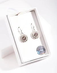 Silver Diamond Simulant Circle Drop Earrings