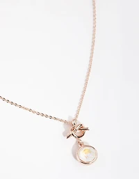 Rose Gold Knotted Circle Drop Necklace