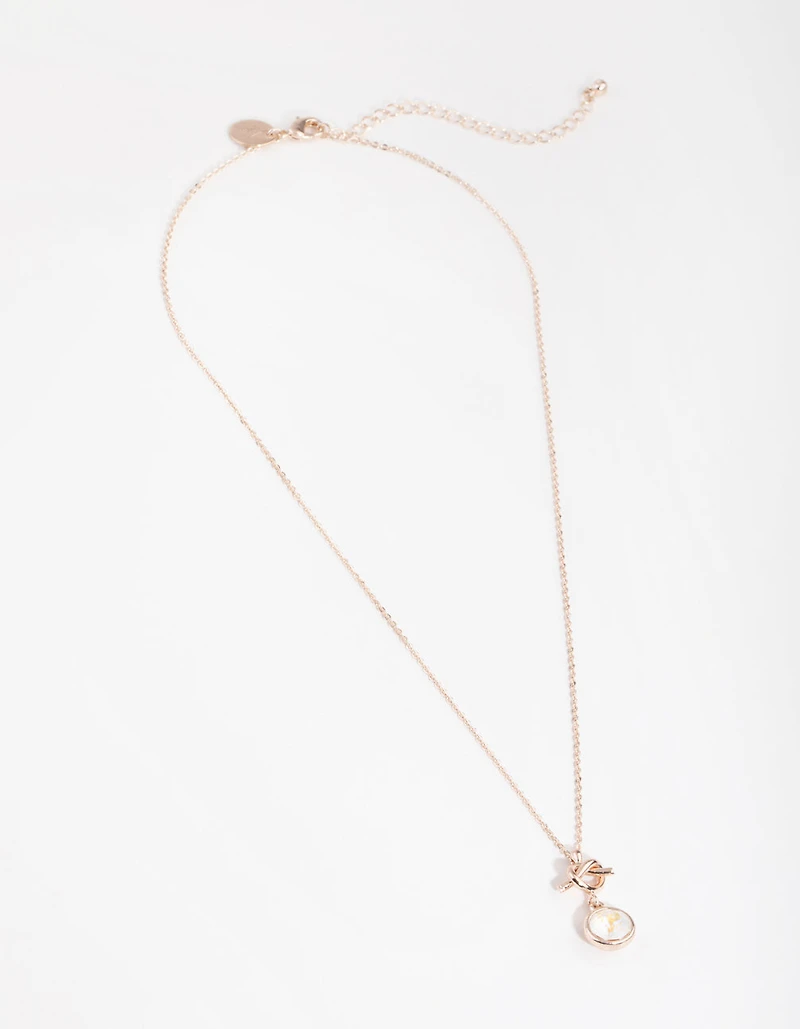 Rose Gold Knotted Circle Drop Necklace