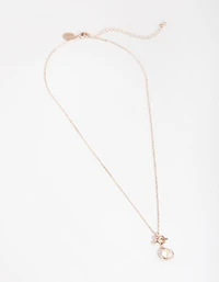 Rose Gold Knotted Circle Drop Necklace