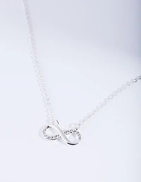 Silver Diamond Simulant Crystal Infinity Necklace