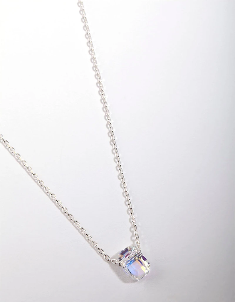 Silver Diamond Simulant Crystal Thread Necklace