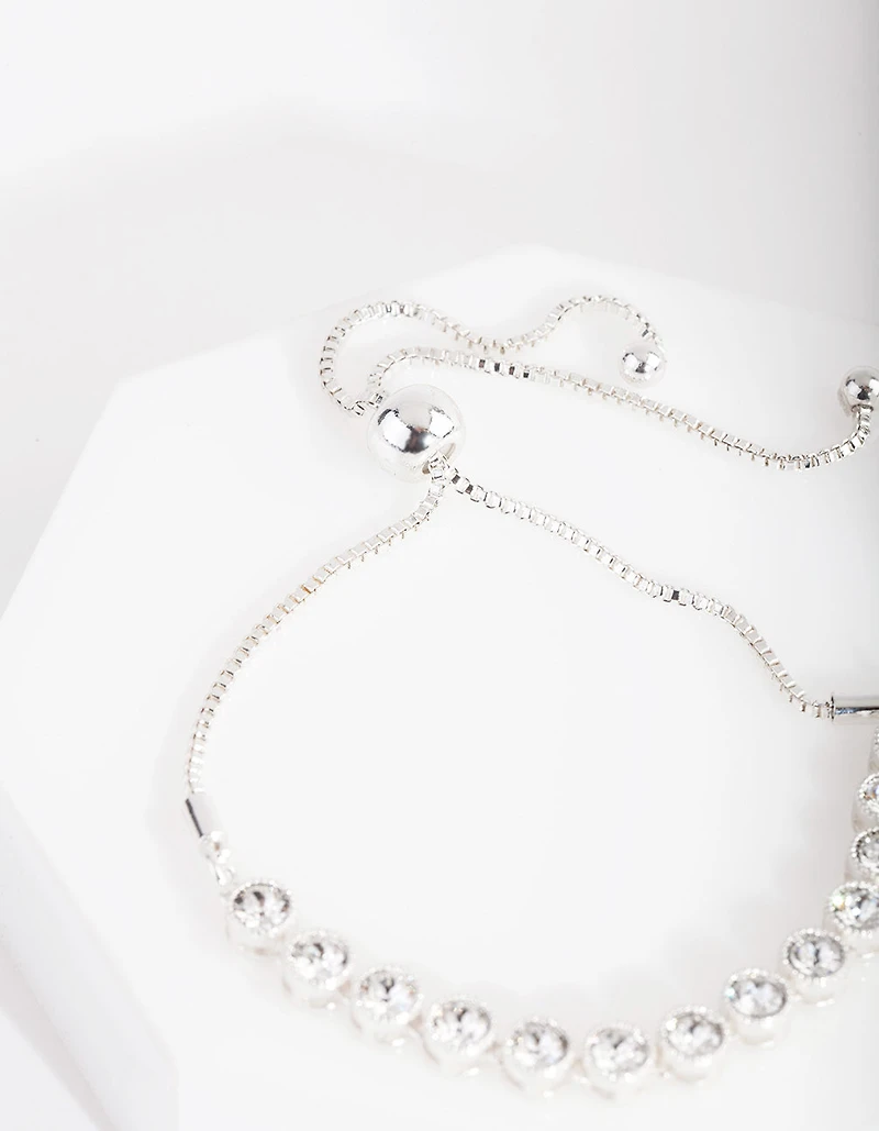 Diamond Simulant Circular 4mm Crystal Toggle Bracelet