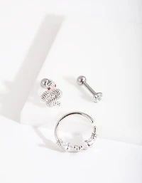 Surgical Steel Diamante Snake Barbell Pack