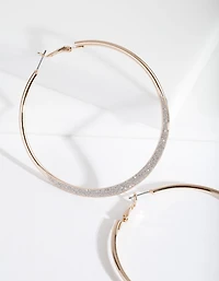 Large Gold Glitter Edge Hoop Earrings