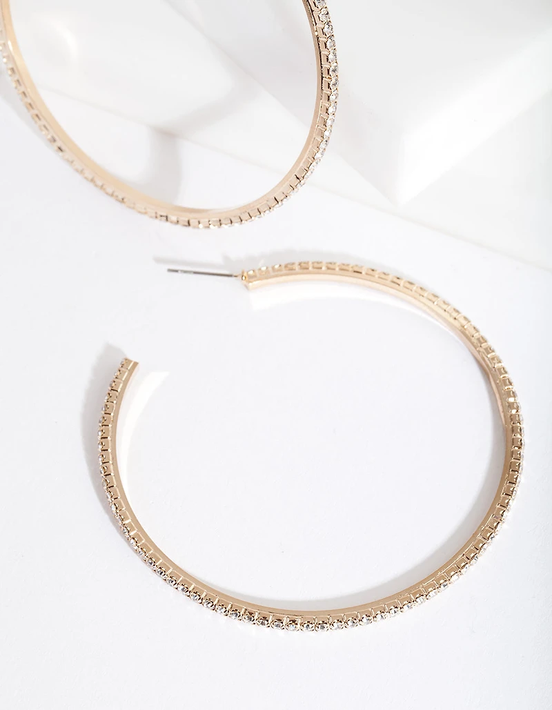 Large Gold Cupchain Hoop Earrings