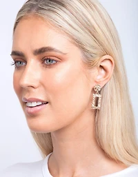 Mini Textured Rectangular Earrings