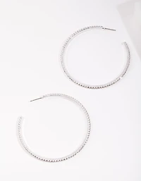Silver Oversized Diamante Hoop Earrings