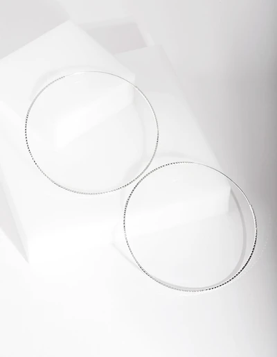 Sterling Silver 60mm Diacut Hoop Earrings