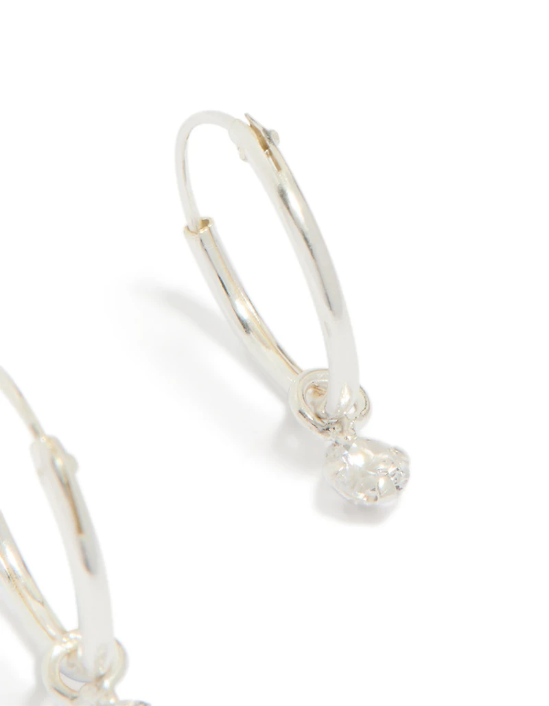 Boucles d’oreilles pendantes diamants en argent sterling