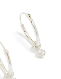 Boucles d’oreilles pendantes diamants en argent sterling