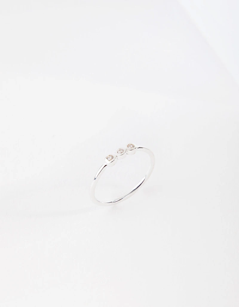 Sterling Silver Triple Diamante Ring