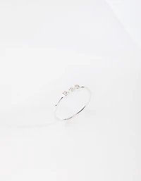 Sterling Silver Triple Diamante Ring