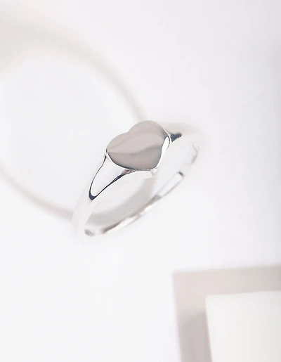 Sterling Silver Heart Signet Ring