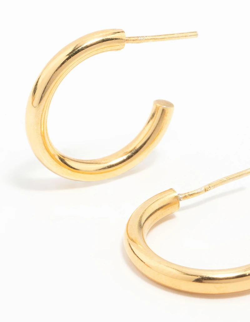 Gold Plated Sterling Silver Chubby Hoop Earrings