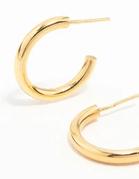 Gold Plated Sterling Silver Chubby Hoop Earrings