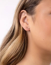 Gold Plated Sterling Silver 4 Diamante Crawler Earrings