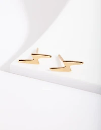 Gold Plated Sterling Silver Mini Lightening Bolt Stud Earrings